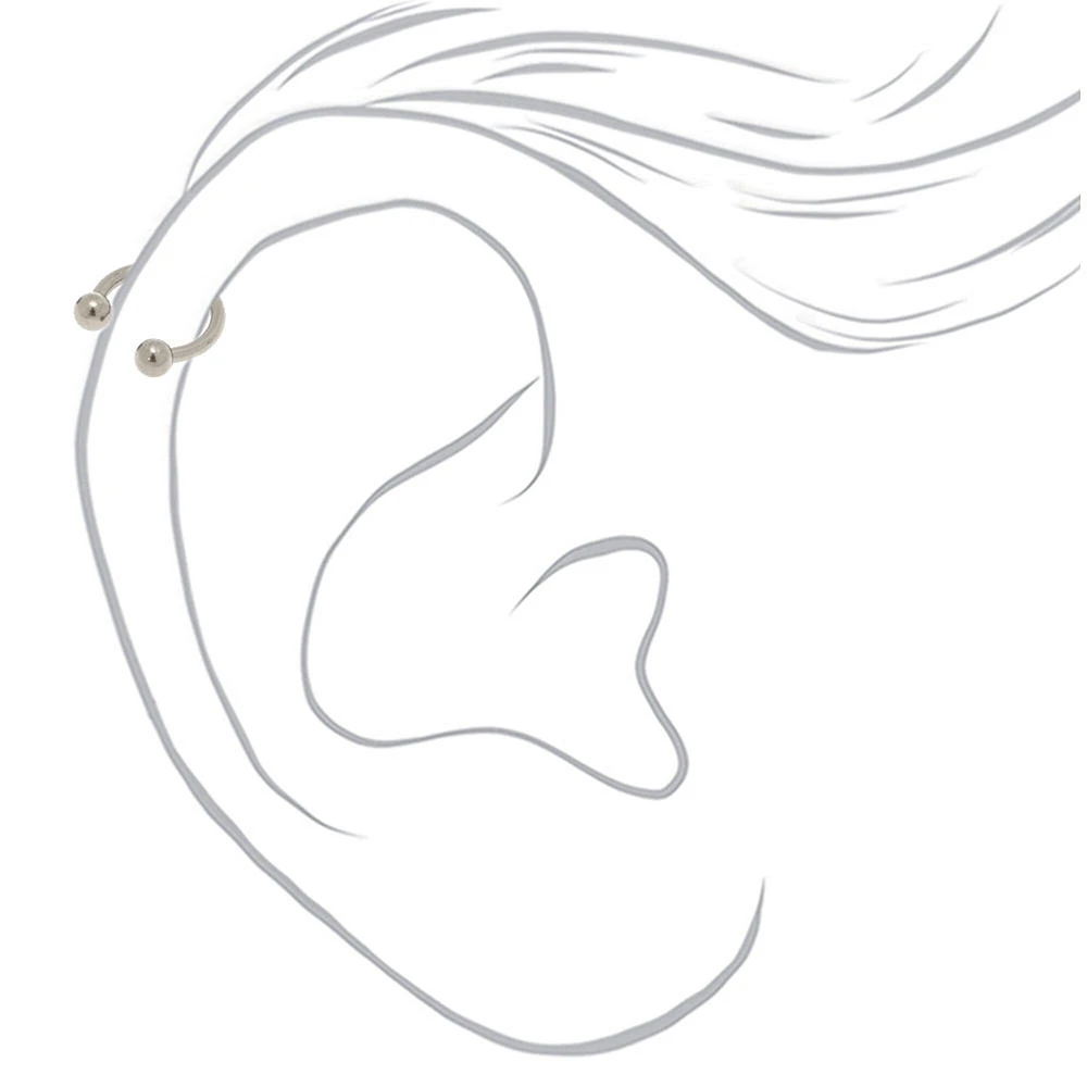 Silver-tone Titanium 16G Mixed Cartilage Earrings - 3 Pack