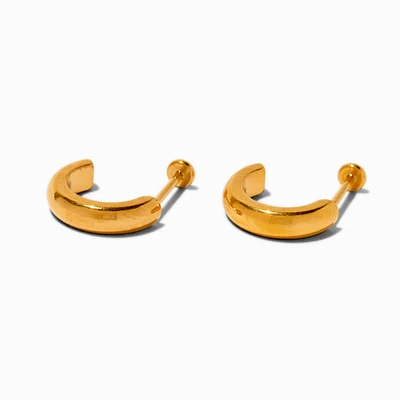 C LUXE by Claire's Gold-tone Titanium Flatback Hoop Earrings