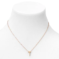 Gold-tone Mini Pearl Initial Pendant Necklace