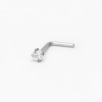20G Silver-tone Stainless Steel Cubic Zirconia Basic Nose Stud