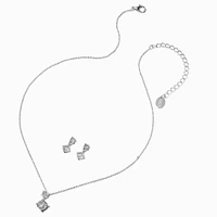 Silver-tone Cubic Zirconia Basic Round Jewelry Set - 2 Pack