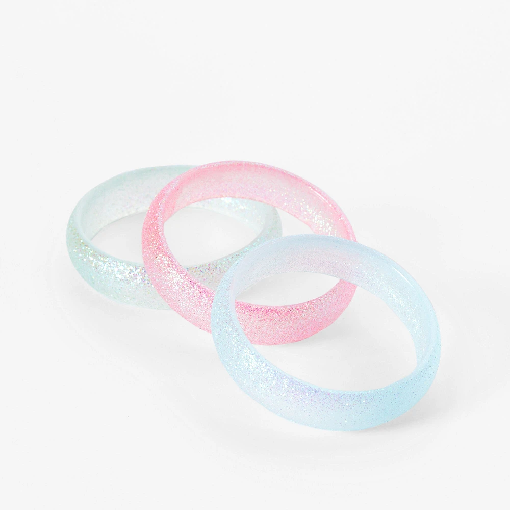 Claire's Club Pastel Glitter Bangle Bracelets - 3 Pack