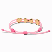 Gold-tone Paw, Bone & Heart Charm Pink Bolo Bracelet