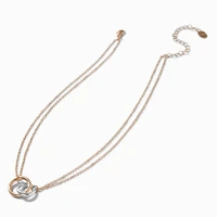 Mixed Metal Interlocking Circles Multi-Strand Necklace 