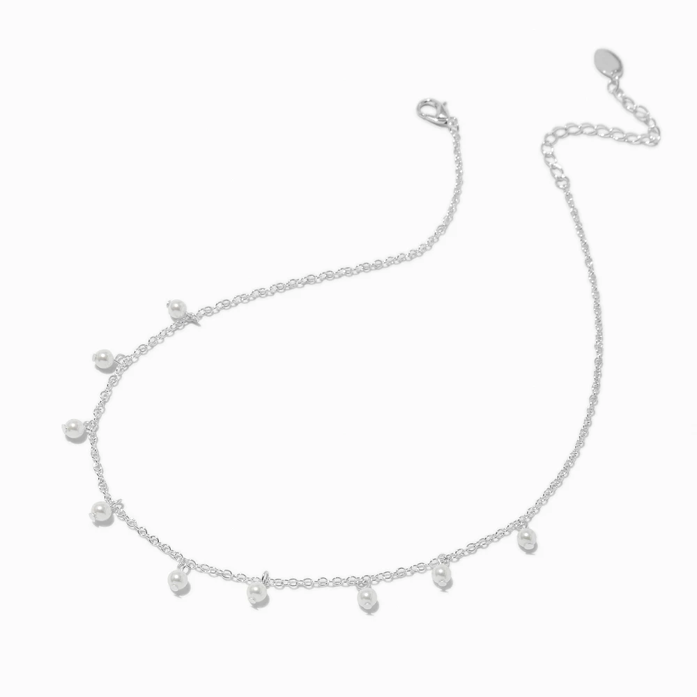 White Pearl Confetti Charm Necklace 