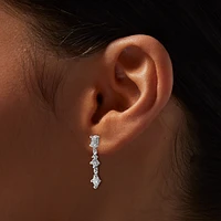 C LUXE by Claire's Sterling Silver Cubic Zirconia Stacked Stone Drop Earrings