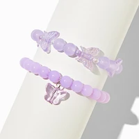 Purple Ombré Butterfly Stretch Bracelets - 2 Pack