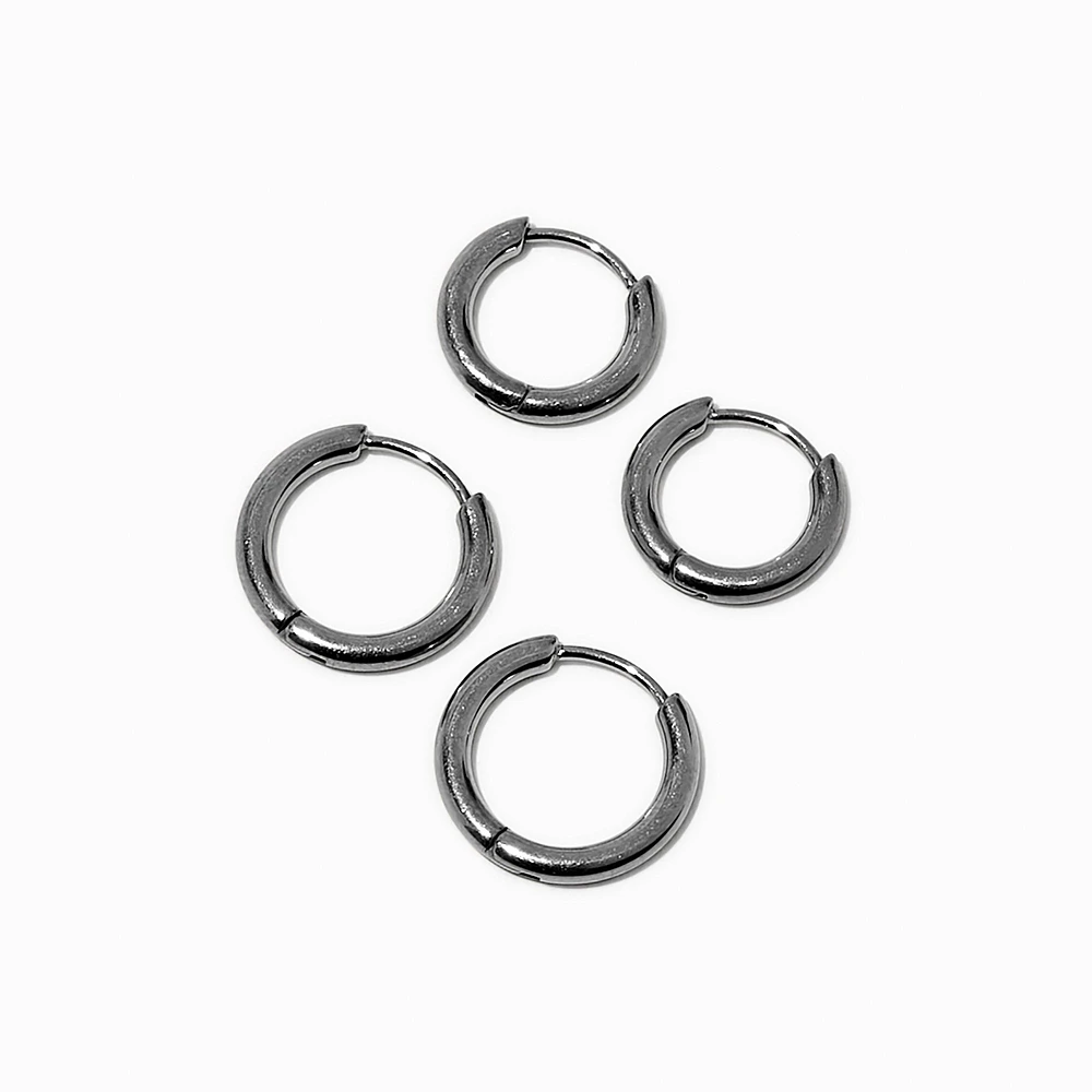 Silver-tone Titanium Hoop Earrings - 2 Pack