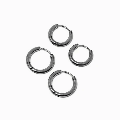 Silver-tone Titanium Hoop Earrings - 2 Pack
