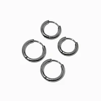 Silver-tone Titanium Hoop Earrings - 2 Pack