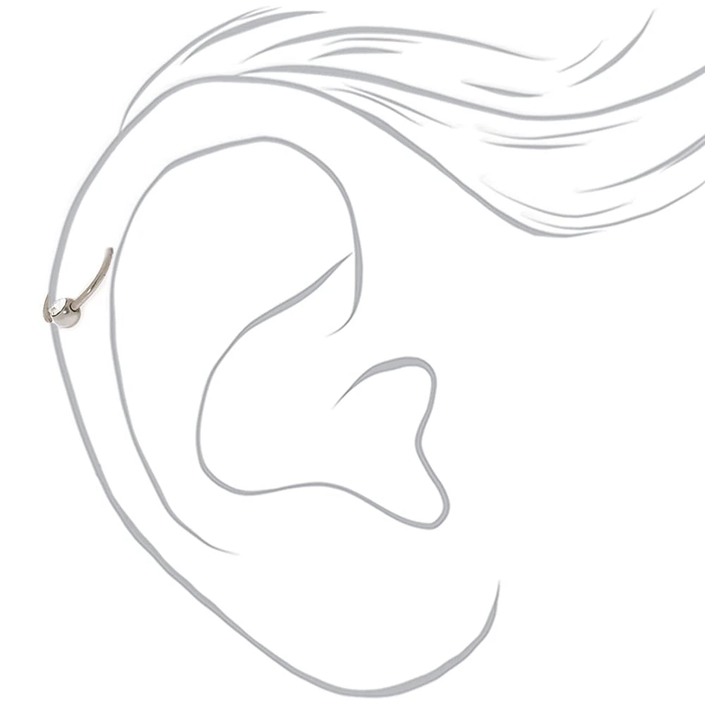 Silver-tone Titanium Cubic Zirconia 20G Cartilage Hoop Earring