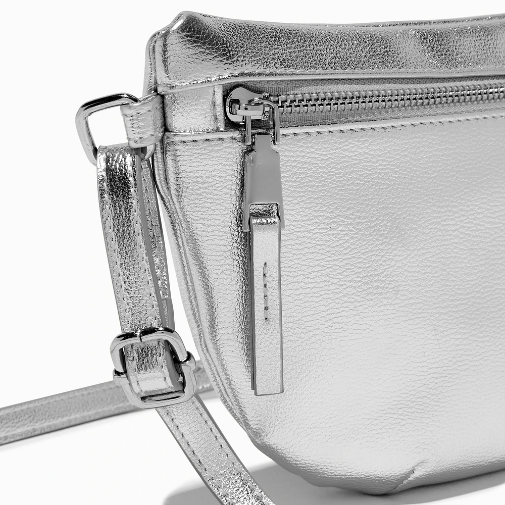 Metallic Silver Belt Bag