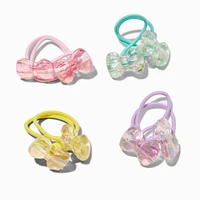 Claire's Club Pastel Iridescent Bow Charm Hair Ties - 4 Pack