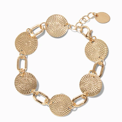 Gold-tone Textured Disc Chain Bracelet