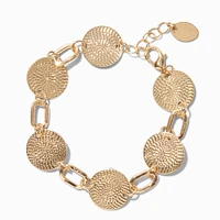 Gold-tone Textured Disc Chain Bracelet