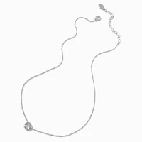 Silver-tone Cubic Zirconia Round Pendant Necklace