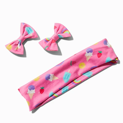 Claire's Club Pink Summer Ice Pop Headwrap & Hair Clip Set - 3 Pack
