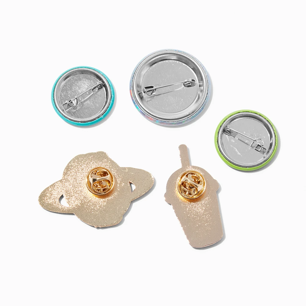 Coffee Shop Round Button & Pin Set - 5 Pack