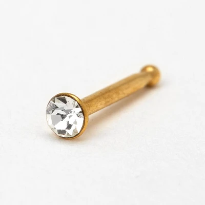 20G Gold-tone Stainless Steel Crystal Nose Stud