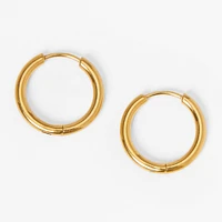 C LUXE by Claire's Gold-tone Titanium 12mm Sleek Hoop Earrings