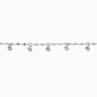 Silver-tone Cubic Zirconia Dainty Confetti Charm Bracelet