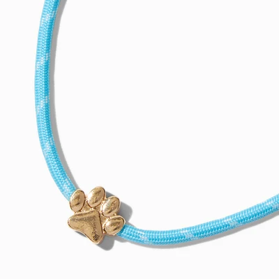 Light Blue Rope Paw Pendant Necklace