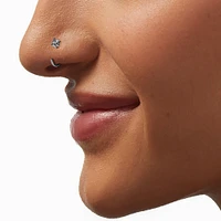 20G Mixed Metal Titanium Cubic Zirconia Nose Hoops - 6 Pack