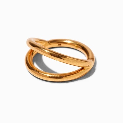 16G Gold-tone Titanium Double Row Nose Ring