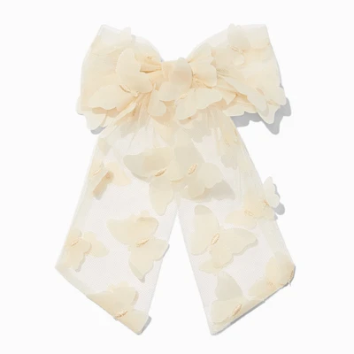 Ivory Chiffon Butterfly Hair Bow Clip