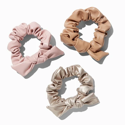 Faux Leather Knotted Hair Scrunchies - 3 Pack