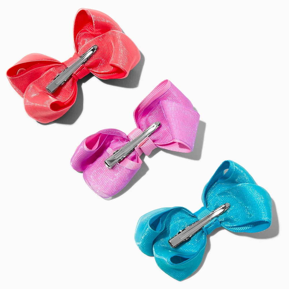 Claire's Club Jewel Tone Shaker Hair Bow Clips - 3 Pack