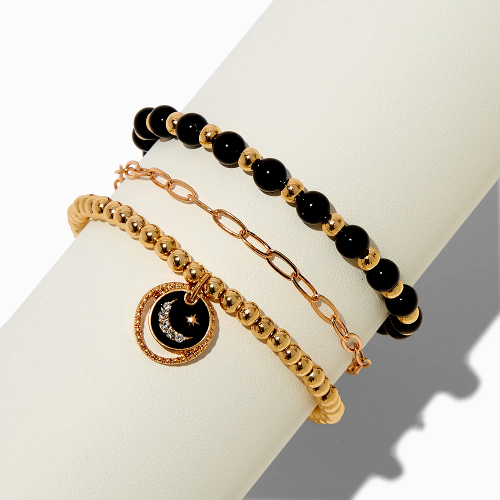 Gold-tone Mood Moon Bracelet Set - 3 Pack