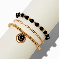 Gold-tone Mood Moon Bracelet Set - 3 Pack