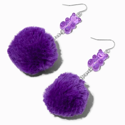 Purple Gummy Bears® Pom Pom 3'' Drop Earrings