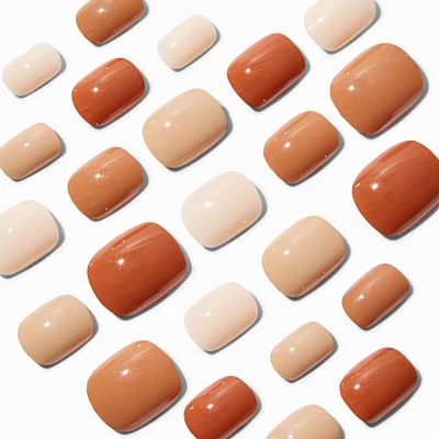 Monochromatic Nude Squoval Vegan Faux Nail Set - 24 Pack
