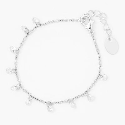 Silver-tone Cubic Zirconia Confetti Charm Bracelet
