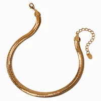 Gold-tone Thick Herringbone Chain Collar Necklace 