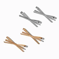 Mixed Metal Metal Hair Bow Pins - 4 Pack