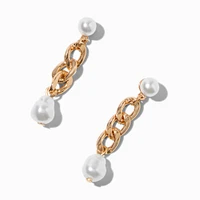 Pearl & Gold-tone Cuban Chain 2" Drop Earrings