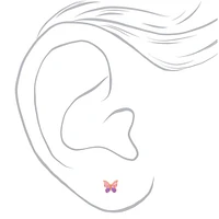 C LUXE by Claire's 18kt Rose Gold Plated Pink & Purple Butterfly Stud Earrings