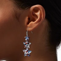 Red, White, & Blue Glitter Star Linear Trio Drop Earrings