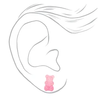 Pink 0.5" Gummy Bears® Glow In The Dark Stud Earrings