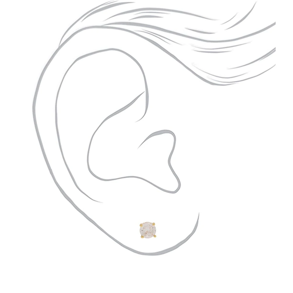 Gold-tone Cubic Zirconia 4mm, 5mm, & 6mm Round Stud Earrings - 3 Pack 