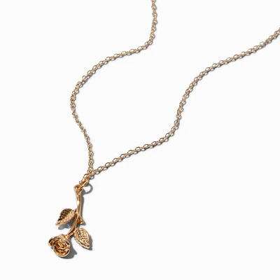 Gold-tone Rose Pendant Necklace