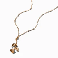 Gold-tone Rose Pendant Necklace