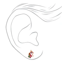 18k Rose Gold Plated Miss Glitter the Unicorn Stud Earrings