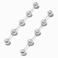Silver-tone Pearl Column 3.5" Drop Earrings