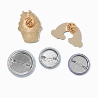 Rainbow Round Button & Pin Set - 5 Pack
