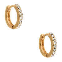 Gold-tone Crystal 10mm Huggie Hoop Earrings