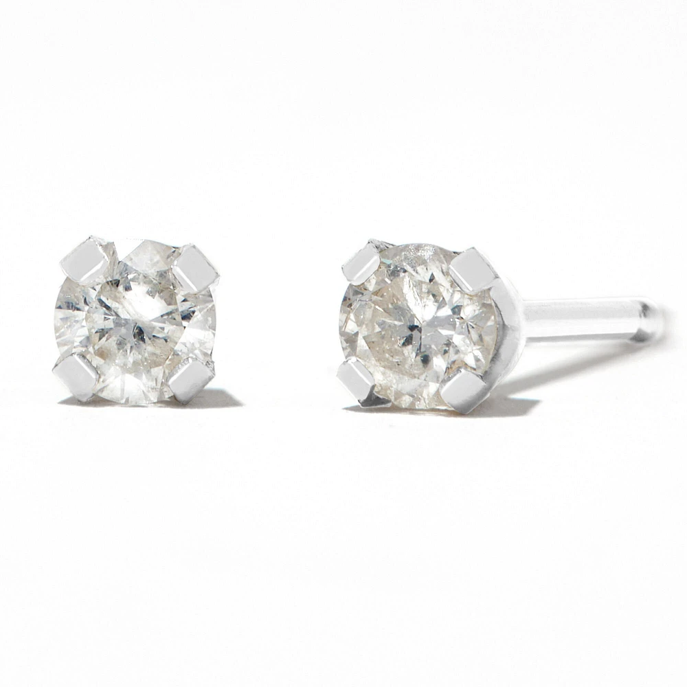 Round Diamond Stud Earrings 1/10 ct. tw. 14kt White Gold